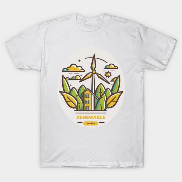 Greenbubble's Renewable Wind Turbine Landscape Print - Plant a Tree and Save the Planet! T-Shirt by Greenbubble